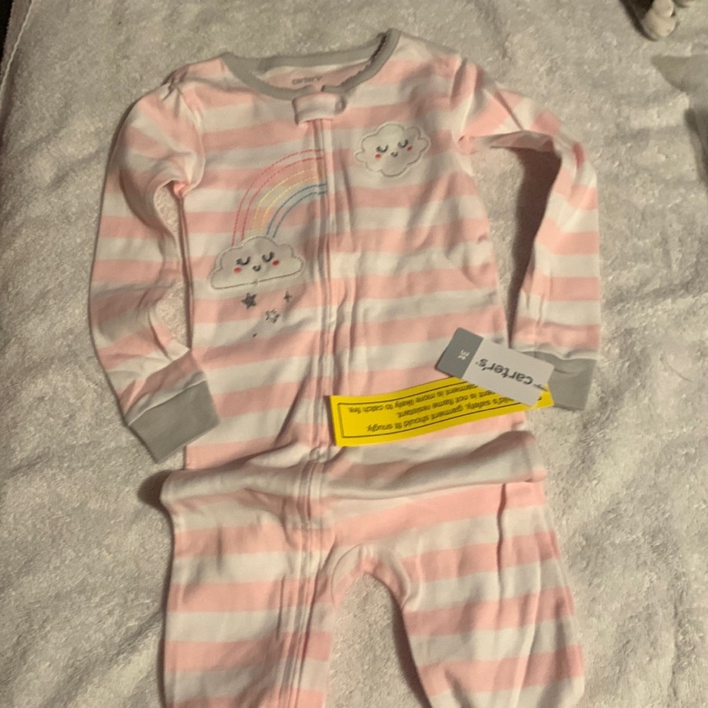 Pink and white candy striped onesie